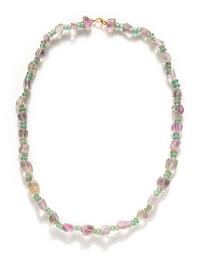 A Roman Amethyst and Pale Blue Chalcedony Bead Necklace