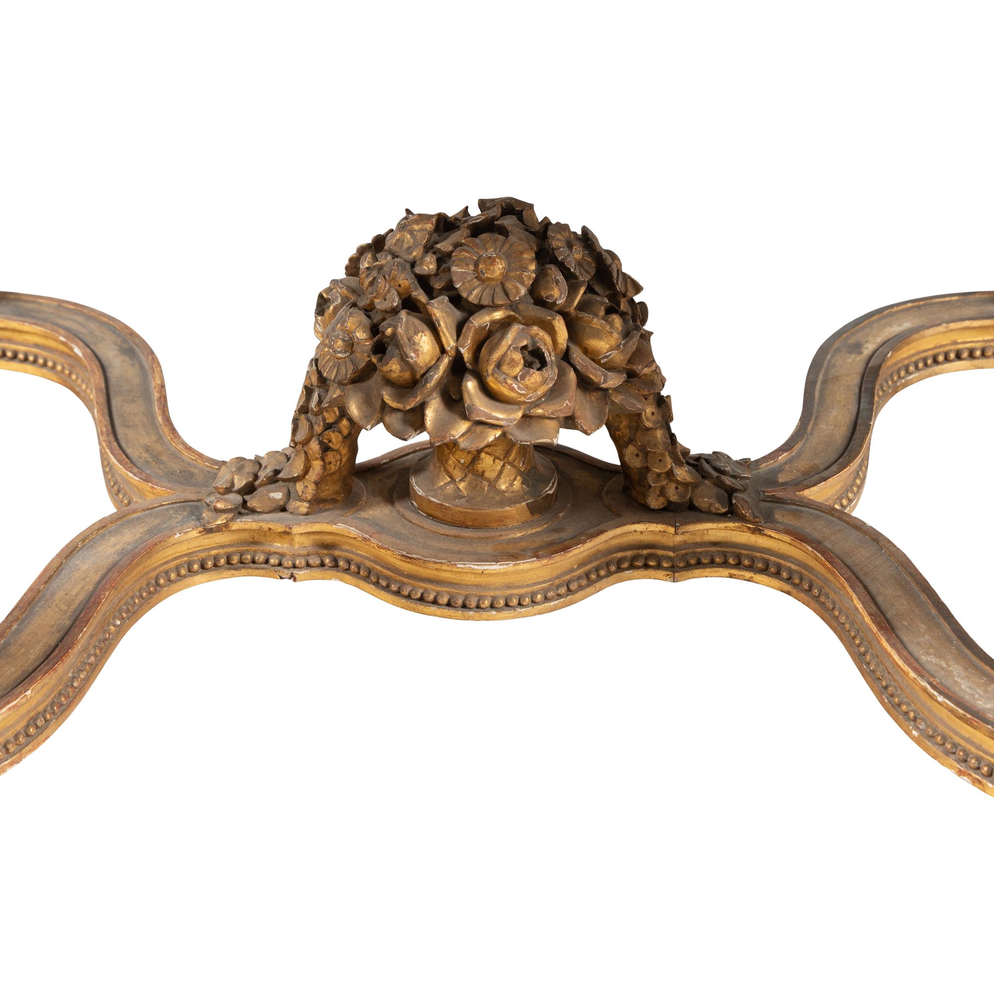 A Louis XVI Style Giltwood Marble-Top Center Table