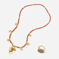 An 18K Yellow Gold Ring and Necklace