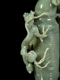 A Carved Serpentine Double Vase and Cover