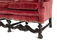 A William and Mary Style Beechwood and Oak, Velvet-Upholstered Three-Seat Sofa