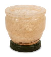 A Large Glass Fish Bowl on a Verdigris Bronze Base