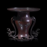 A Japanese Patinated Bronze Ikebana Vase, Meiji/Taisho Period