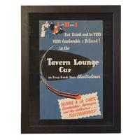 A Tavern Lounge Car Poster 21" W x .5" D x 27" H — United States, Circa 1940
