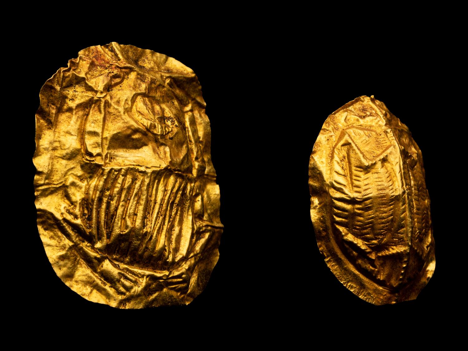 Two Egyptian Gold Scarabs