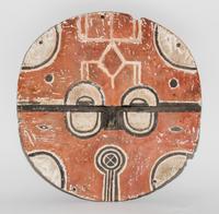 A Bateke Polychromed Wood Mask. Diameter 15 1/2 inches.