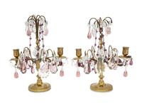 A Pair of French Gilt Metal Two-Light Candelabra