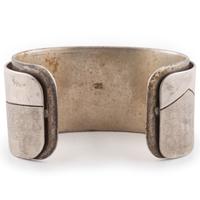 Silver, Jet, Turquoise, and Coral Cuff Bracelet
