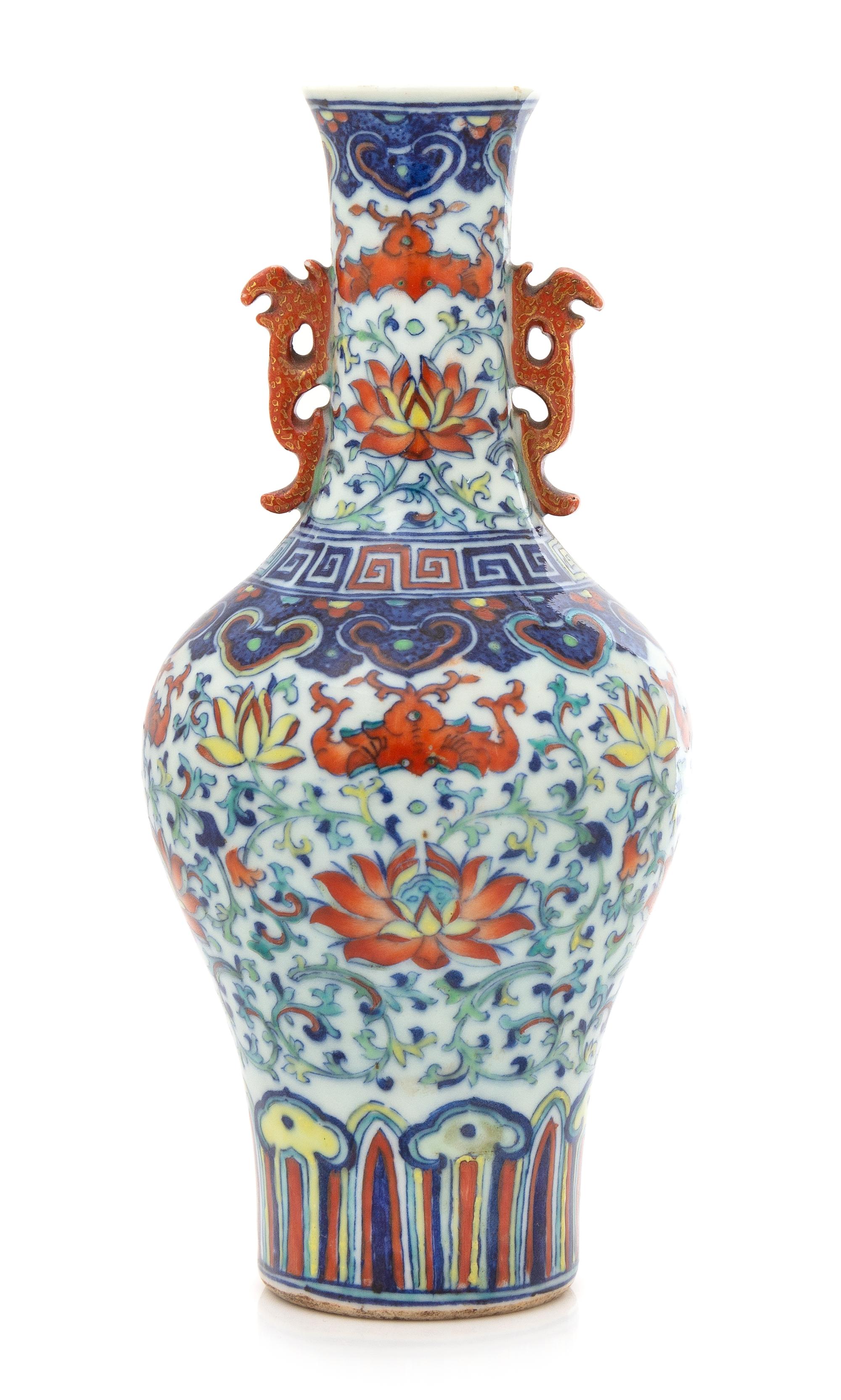 A Doucai Porcelain Bottle Vase Height 9 inches. — 18TH CENTURY