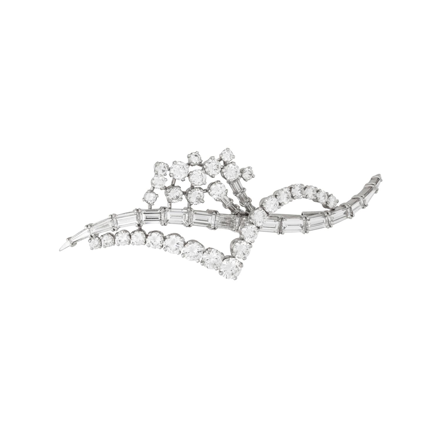 PLATINUM AND DIAMOND BROOCH