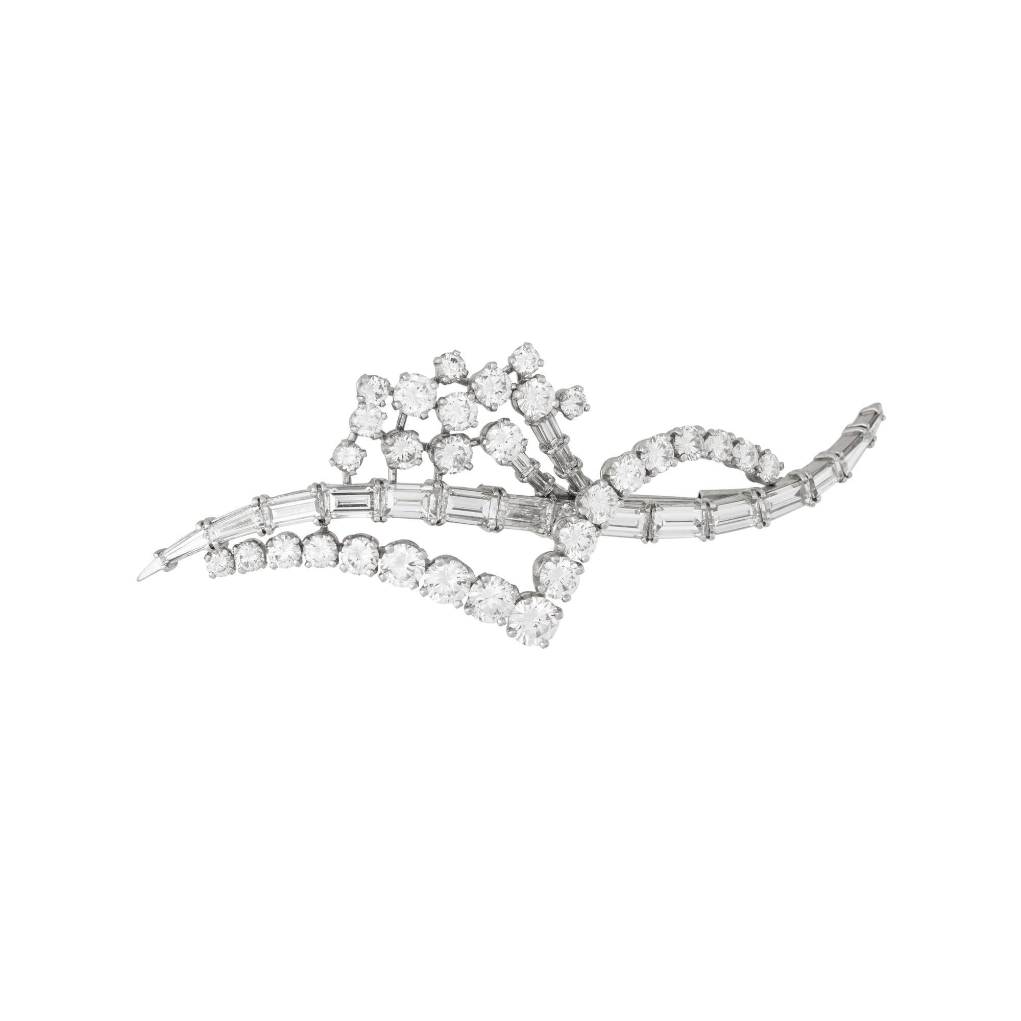 PLATINUM AND DIAMOND BROOCH