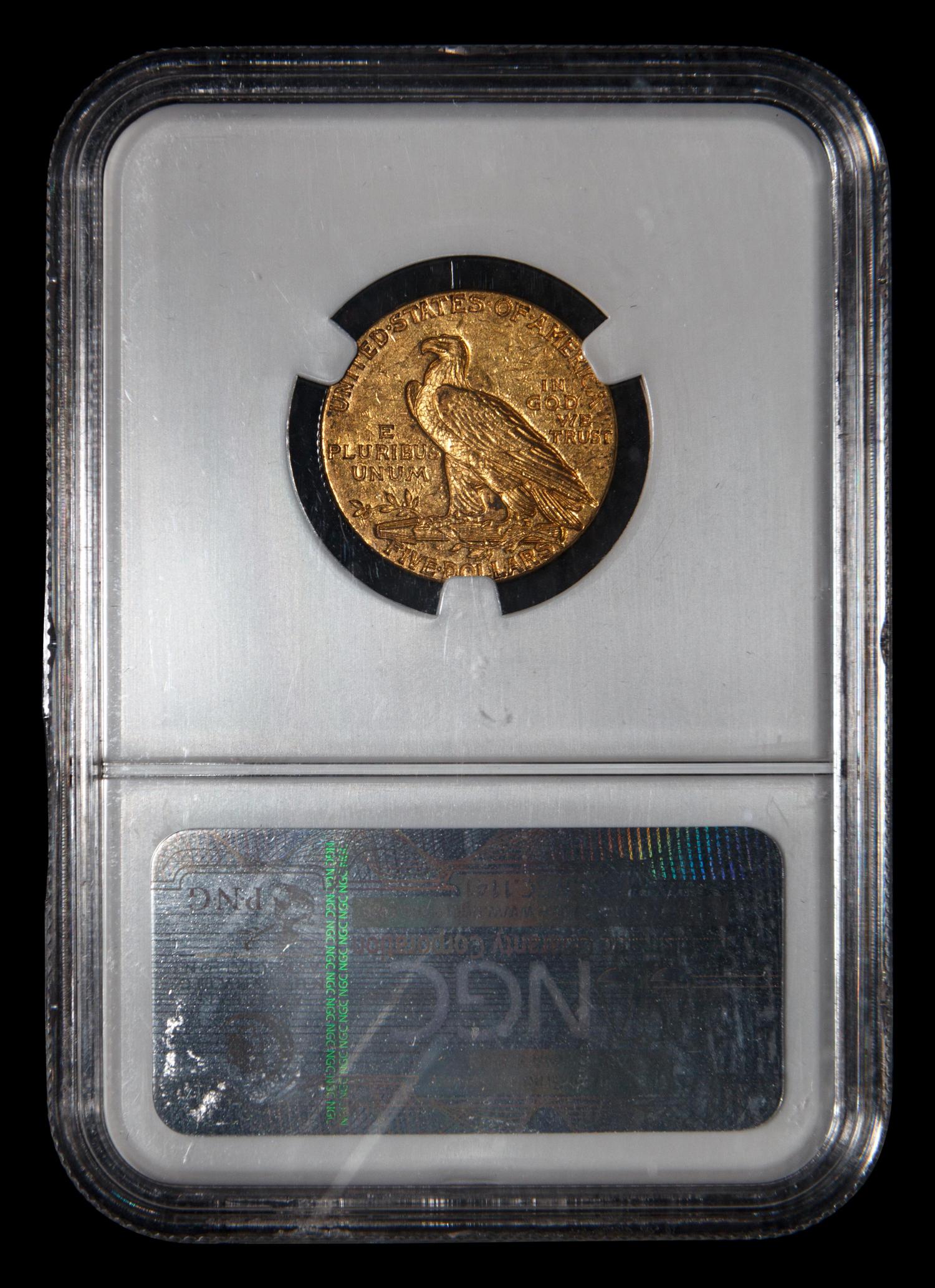 A 1908 Indian Head $5 Gold Coin (NGC MS61)