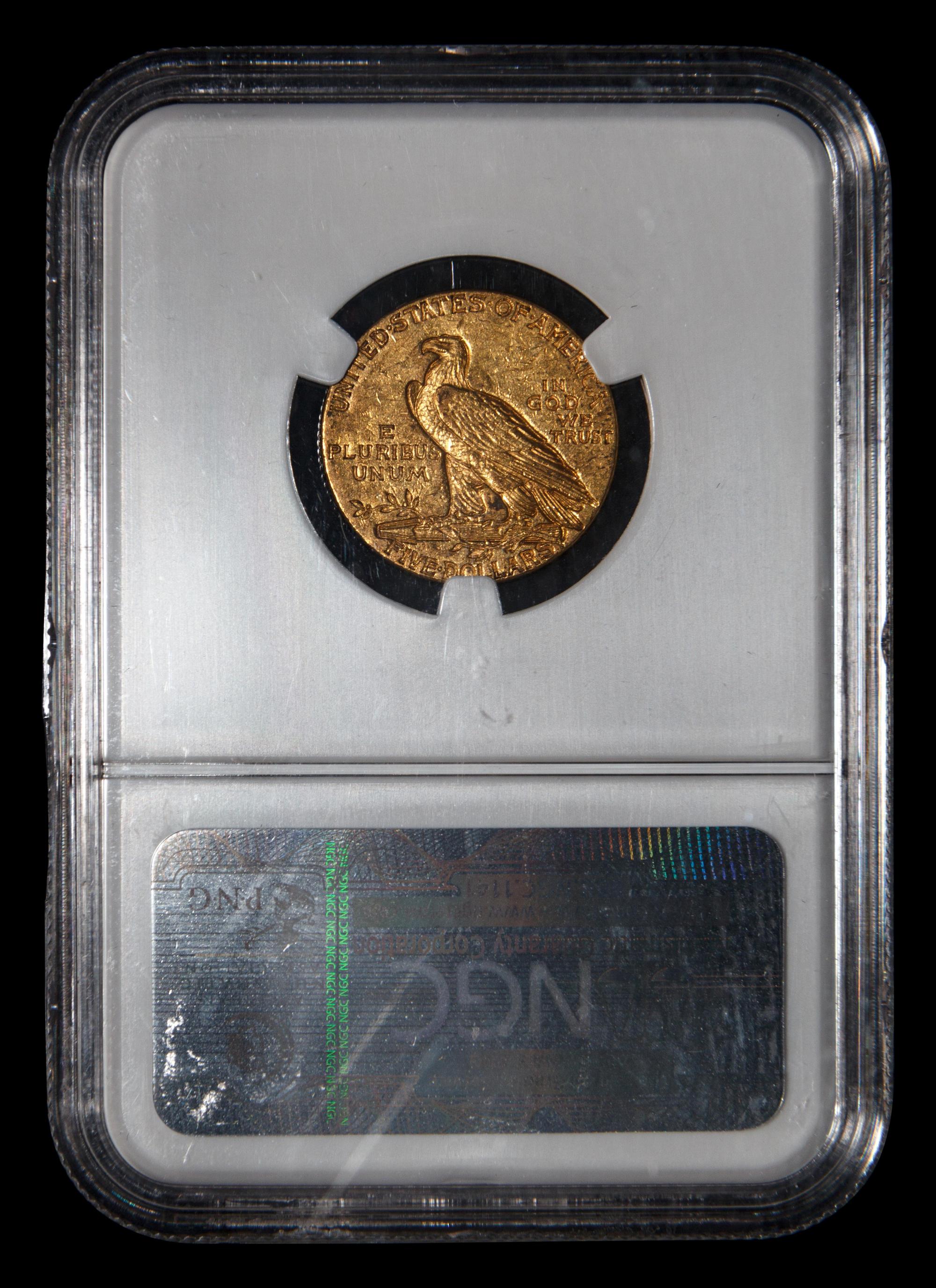 A 1908 Indian Head $5 Gold Coin (NGC MS61)