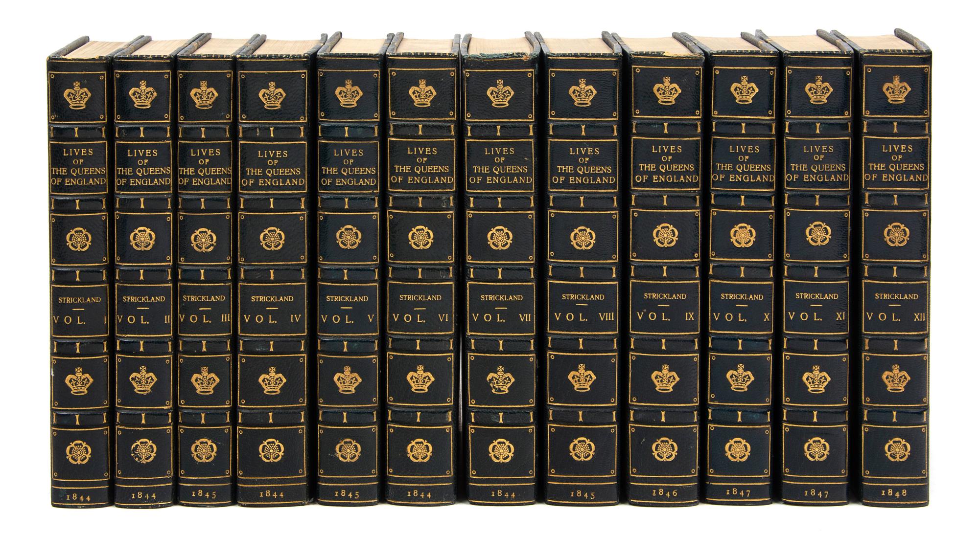 [FINELY BOUNDS SETS]. GREEN and STRICKLAND. Lives of the Princesses of England - Queens of England - Queens of Scotland. 1844-1859.
