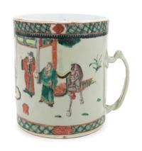 A Large Chinese Famille Verte Painted Porcelain Mug