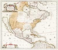 (MAP) HONDIUS, HENRICUS. America Septentrionalis. Amsterdam, [1641] Engraved map w/hand-coloring.
