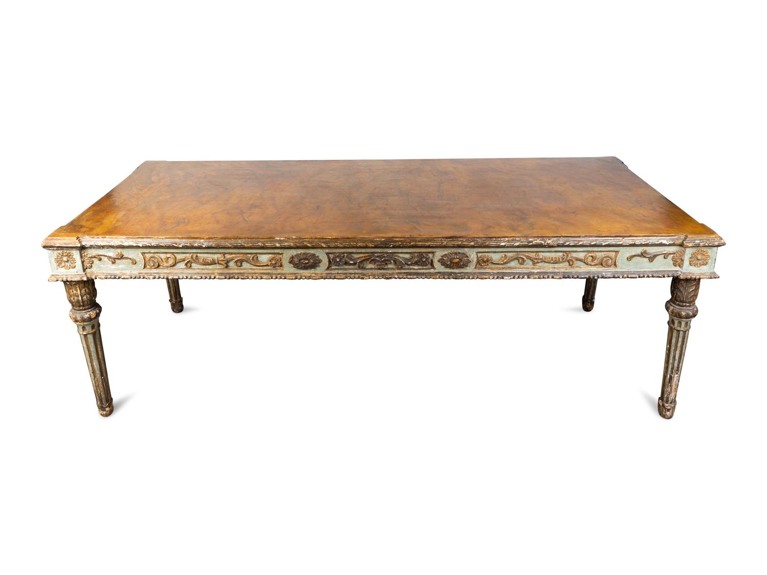 An Italian Neoclassical Style Painted and Parcel Gilt Center Table — 19TH CENTURY