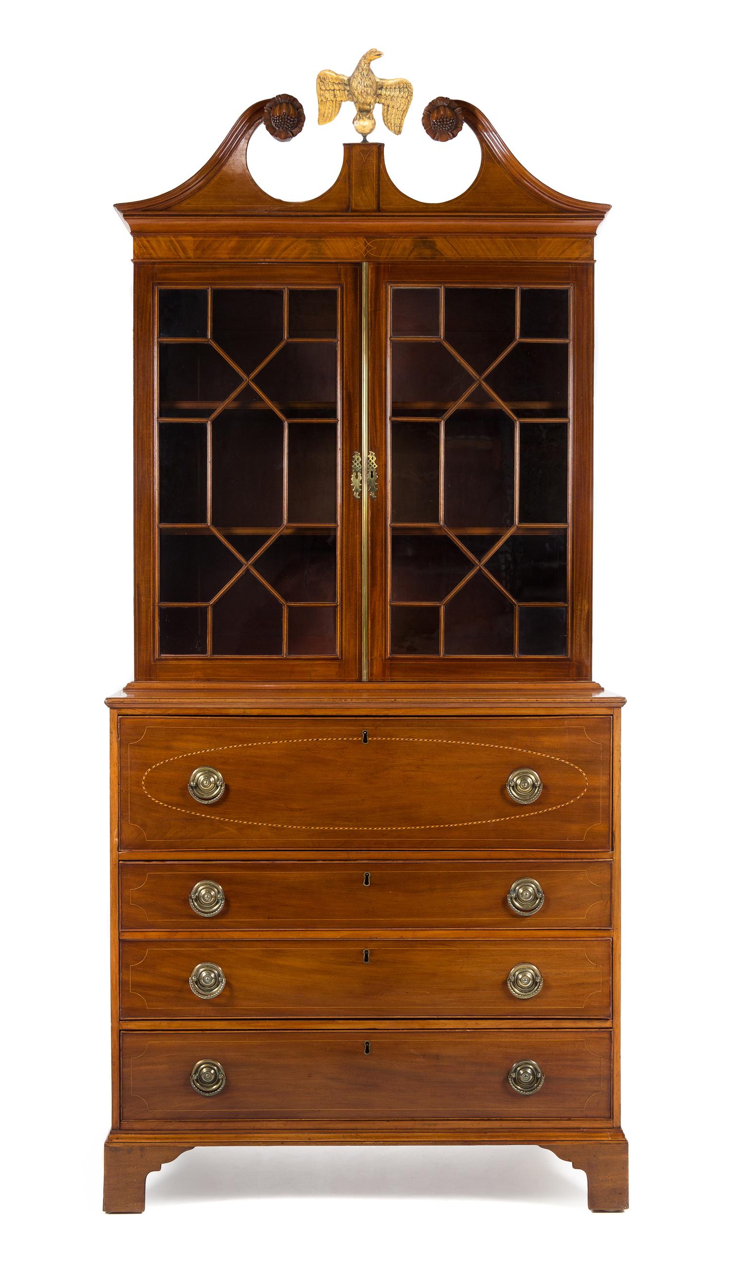 A Federal Mahogany Secretary Bookcase Height 99 x width 44 x depth 23 1/2 inches. — SALEM, MASSACHUSETTS, CIRCA 1800