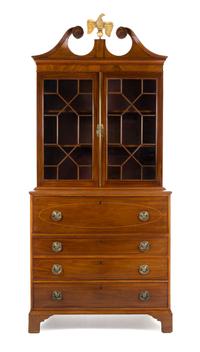 A Federal Mahogany Secretary Bookcase Height 99 x width 44 x depth 23 1/2 inches. — SALEM, MASSACHUSETTS, CIRCA 1800
