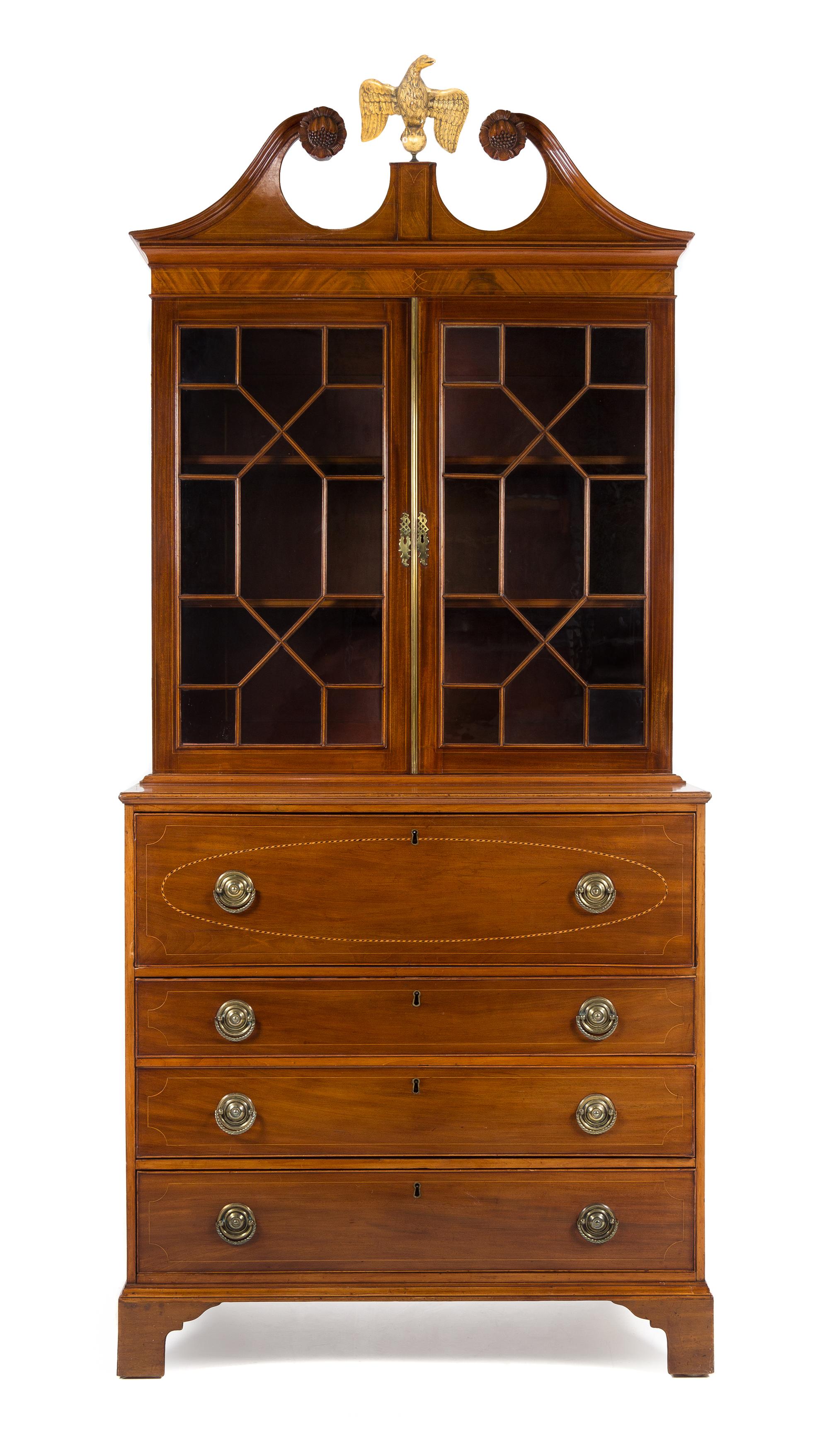 A Federal Mahogany Secretary Bookcase Height 99 x width 44 x depth 23 1/2 inches. — SALEM, MASSACHUSETTS, CIRCA 1800
