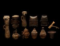 Eleven Oceanic and African Drums, Baskets, and Tools