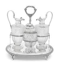 A George III Silver and Cut Glass Cruet Set