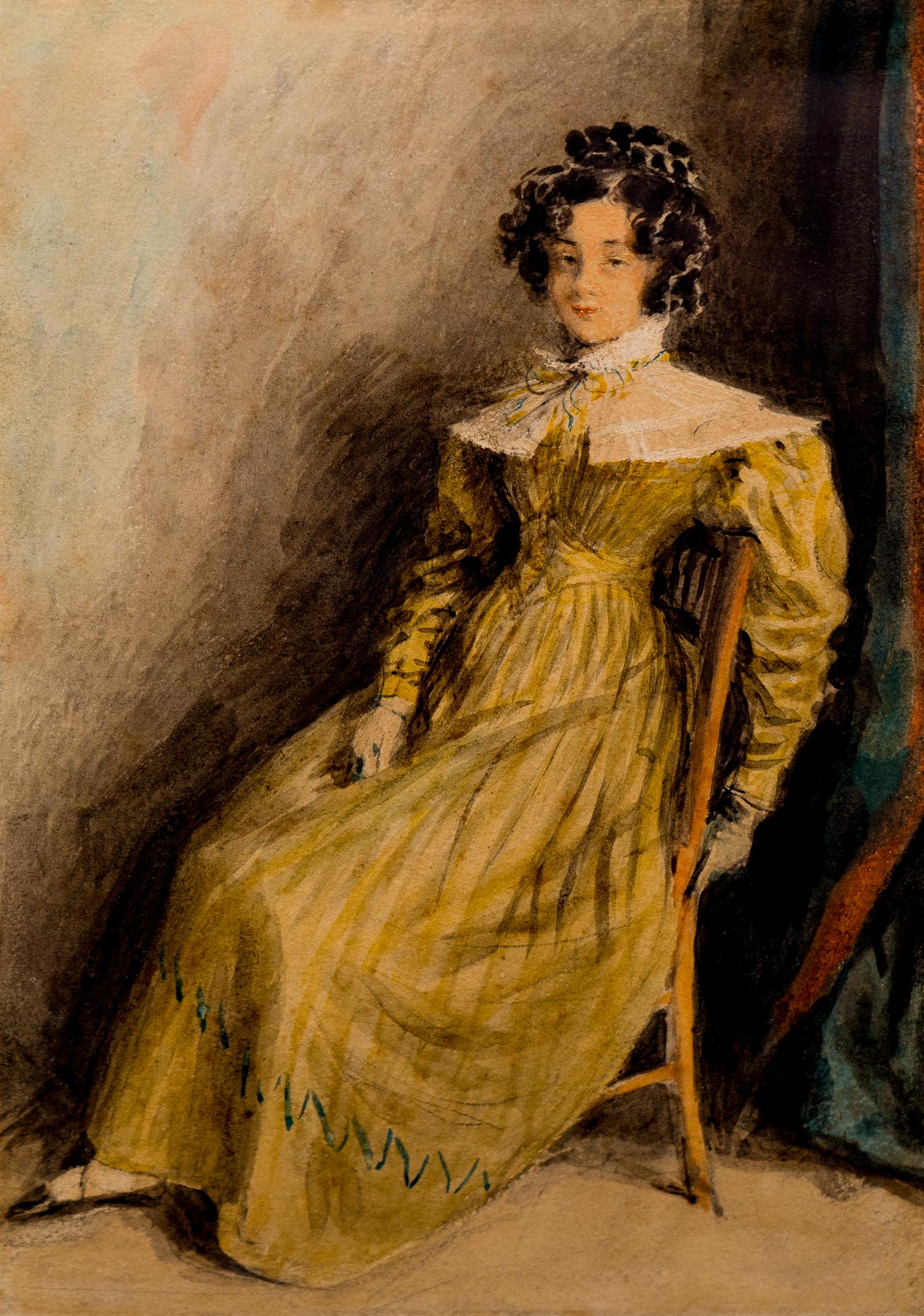 A Lady in a Yellow Dress Seated in a Chair — circa 1827-30