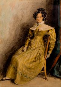 A Lady in a Yellow Dress Seated in a Chair — circa 1827-30