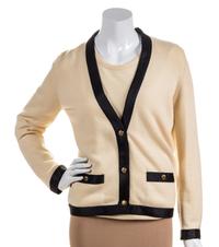 A Chanel Cream Cashmere Twin Set, Size M.