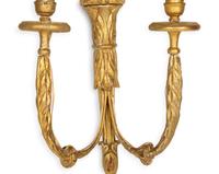 A Group of Six Regency Style Giltwood Two-Light Sconces