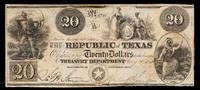 An 1840 Republic of Texas $20 Treasury Note