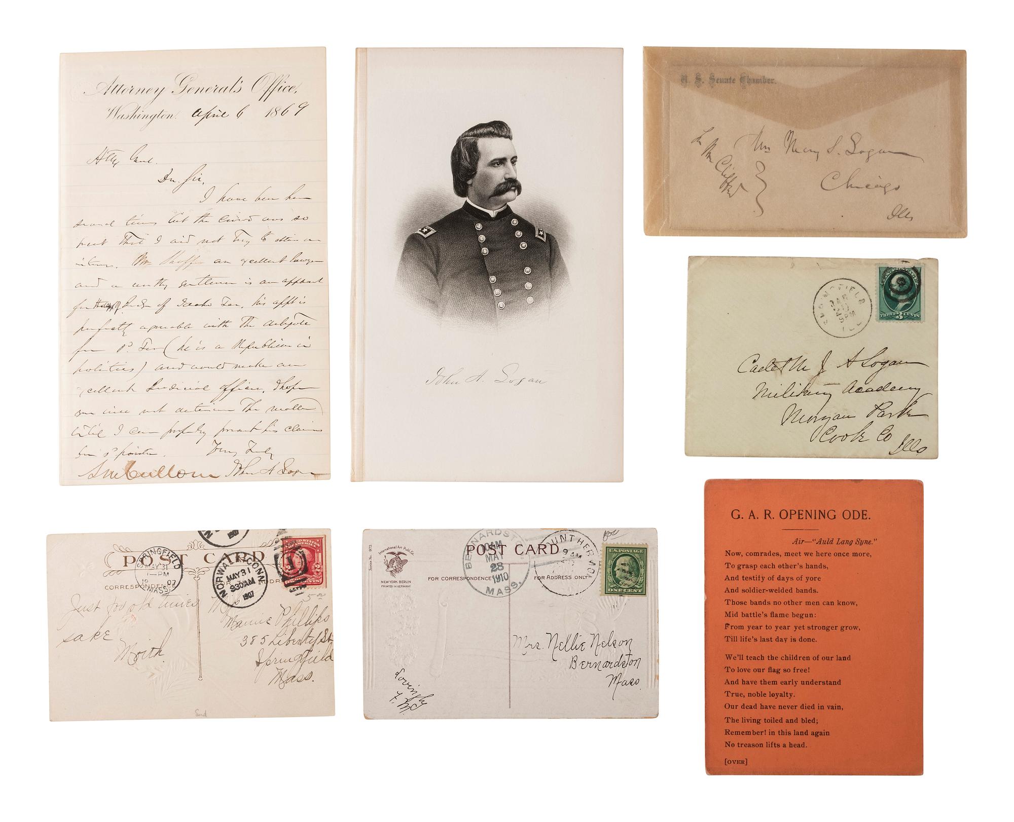 [CIVIL WAR]. Autographs from Civil War soldiers incl. Generals SHERMAN, MCCLELLAN, and BUTLER.