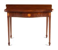 A Late Federal Inlaid Mahogany Serpentine Flip-Top Game Table