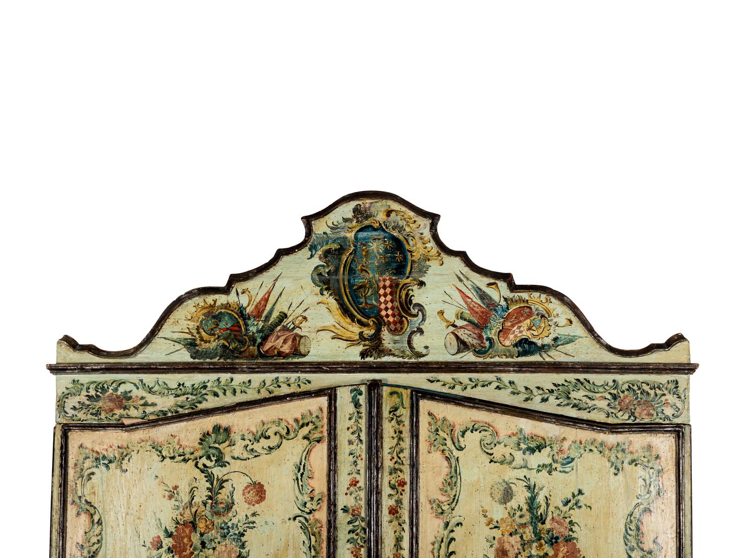 A North Italian Rococo Polychrome Painted Cabinet on Stand