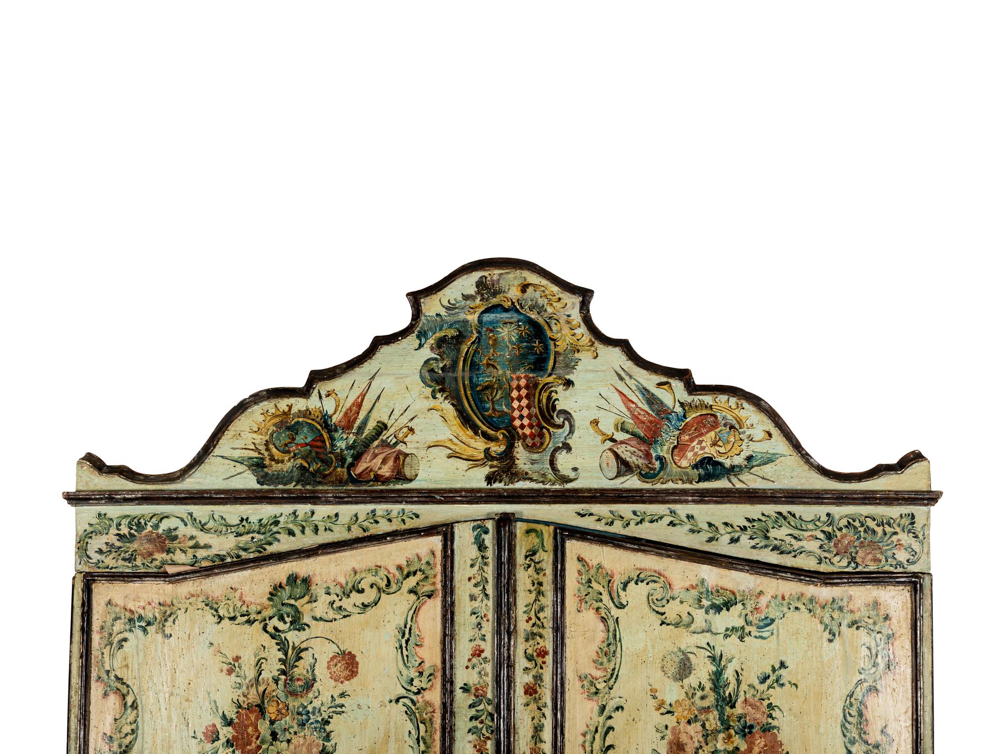 A North Italian Rococo Polychrome Painted Cabinet on Stand