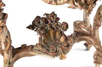 A Louis XV Painted and Parcel Gilt Marble-Top Console Table