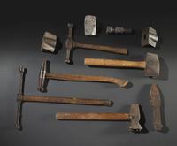 Ten Cast Iron Logging Stamps and Hammers