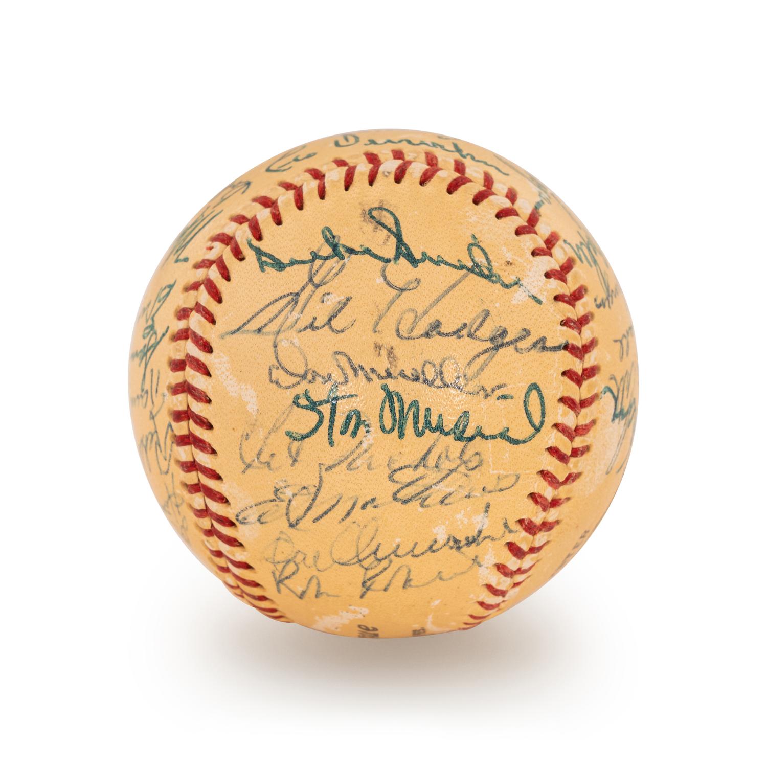 A 1955 All Star Game National League Team Signed Autograph Baseball Featuring Hank Aaron, Ernie Banks and Willie Mays (Beckett Authentication Services Letter BAS Certified)
