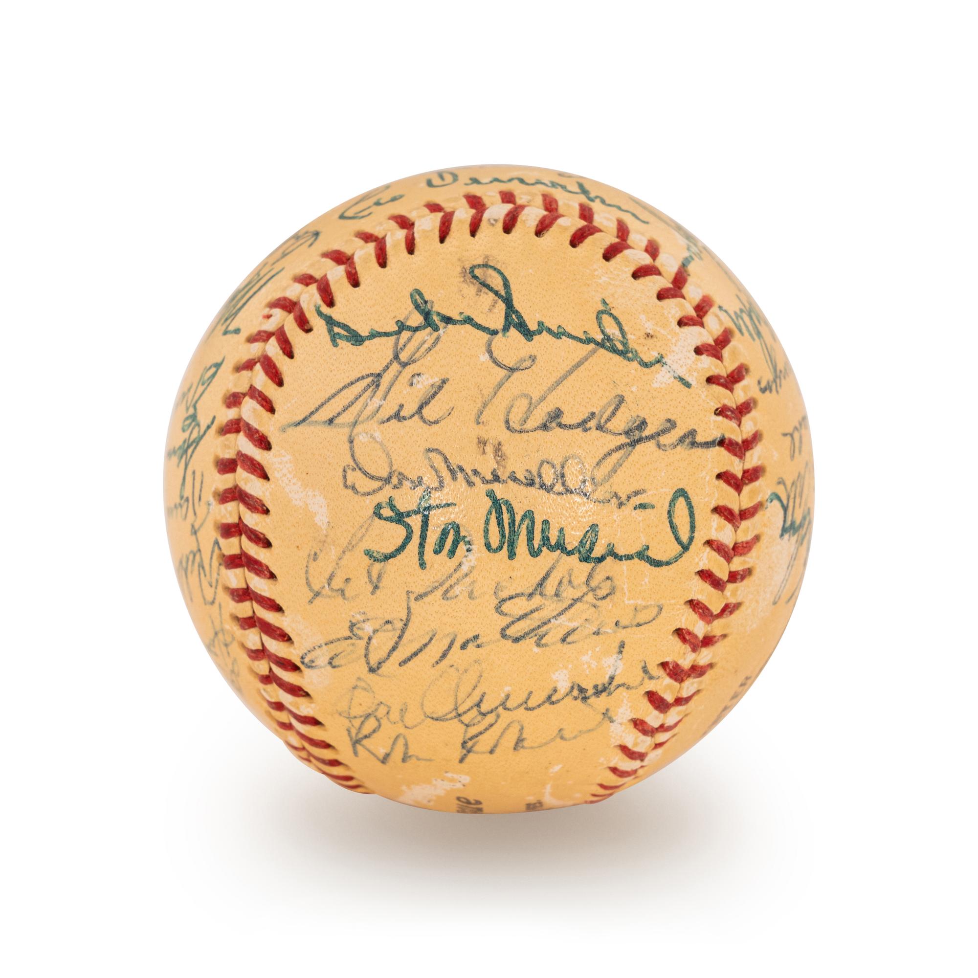 A 1955 All Star Game National League Team Signed Autograph Baseball Featuring Hank Aaron, Ernie Banks and Willie Mays (Beckett Authentication Services Letter BAS Certified)