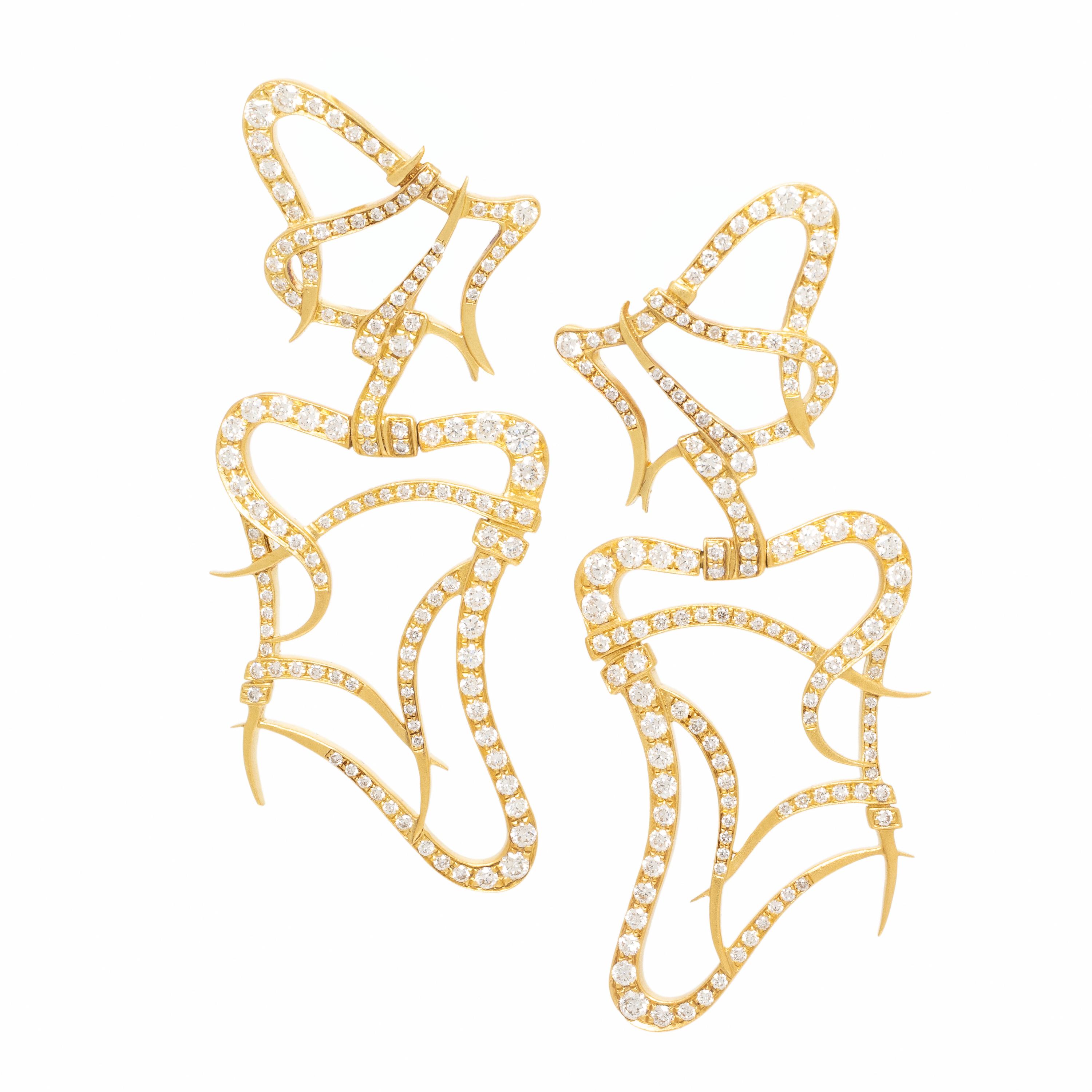 Diamond and Yellow Gold Earrings