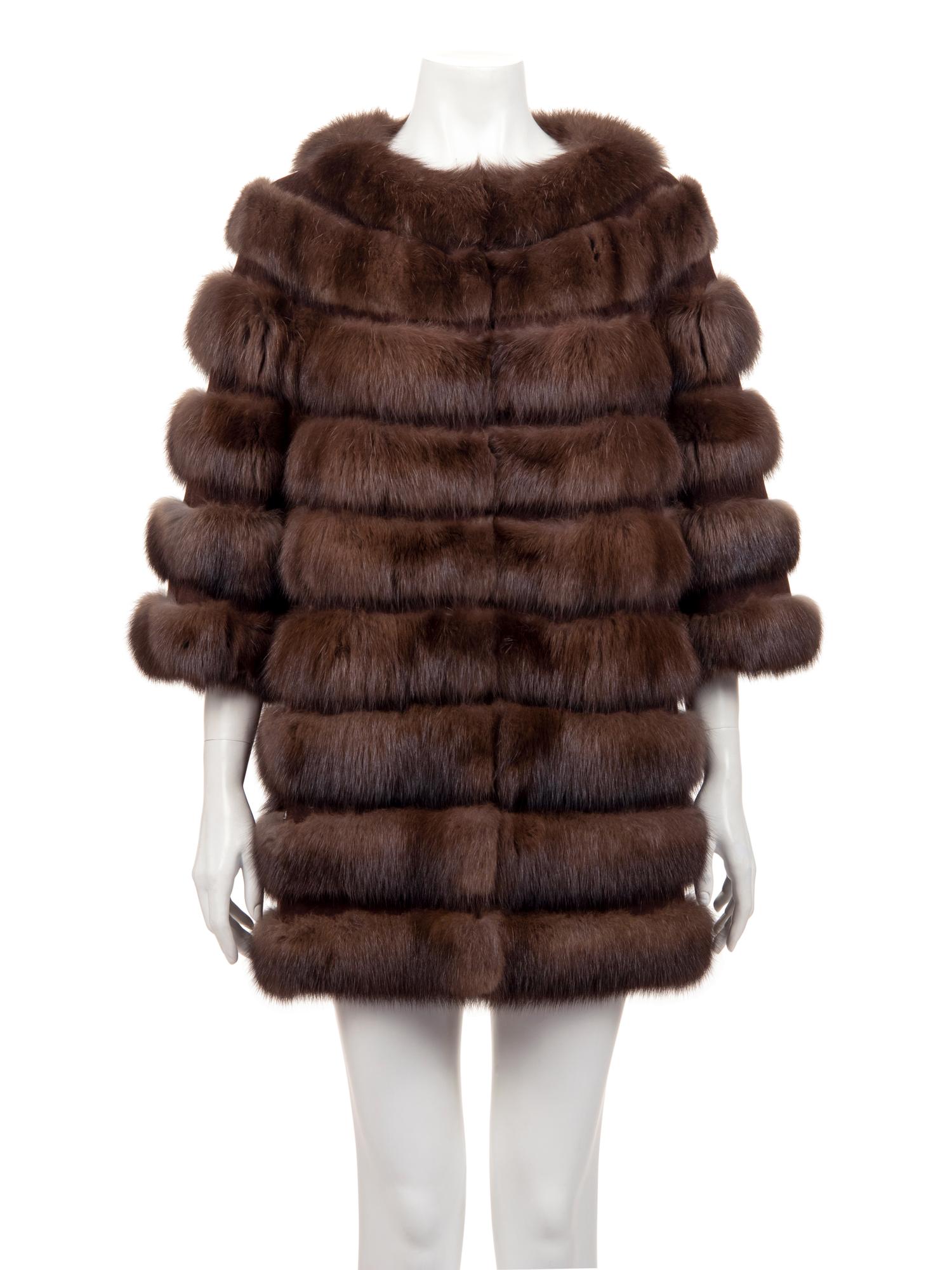 J. Mendel Natural Barguzine Sable and Suede Stroller Coat
