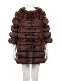 J. Mendel Natural Barguzine Sable and Suede Stroller Coat