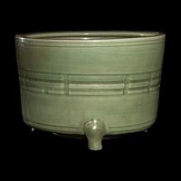A Large Chinese Molded Longquan Celadon Glazed Porcelain Censer, Ming Dynasty 明 龍泉青釉八卦紋三足炉