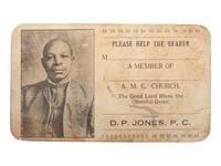 [RELIGION]. A group of 7 items involving African American churches and pastors, incl. AME Church membership card, Order of the Black Rose membership card, photographs, and imprints.