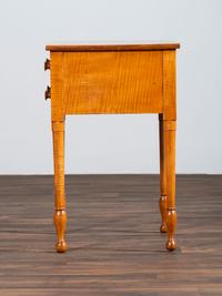 A Late Federal Tiger Maple Two-Drawer Work Table