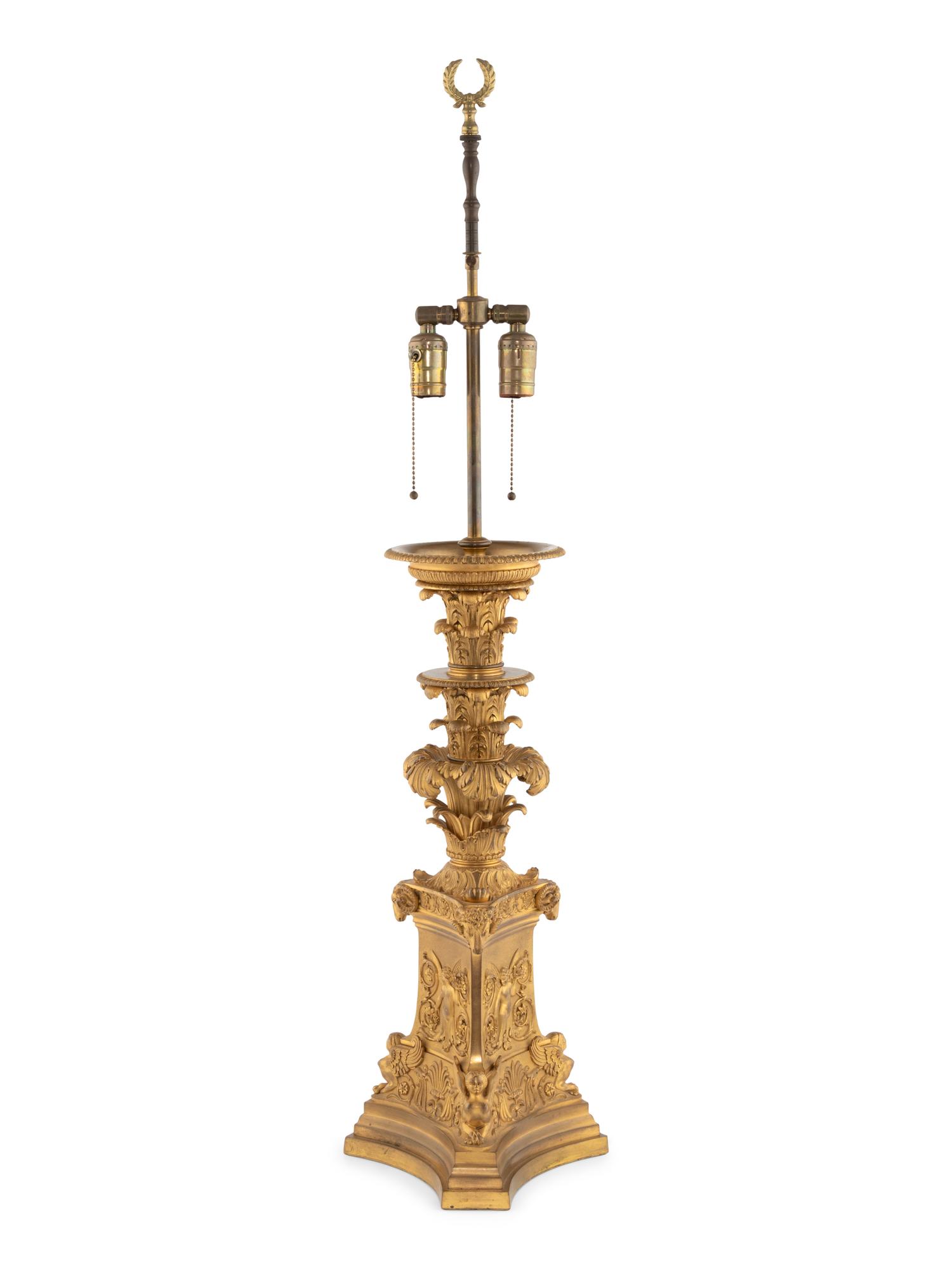 A Neoclassical Style Gilt Bronze Table Lamp