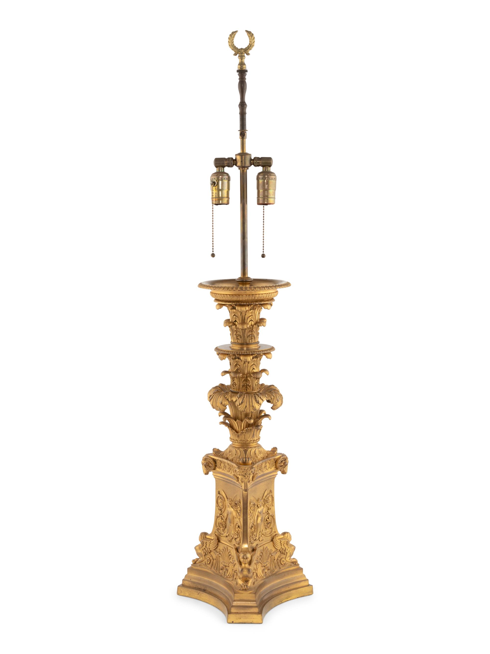 A Neoclassical Style Gilt Bronze Table Lamp