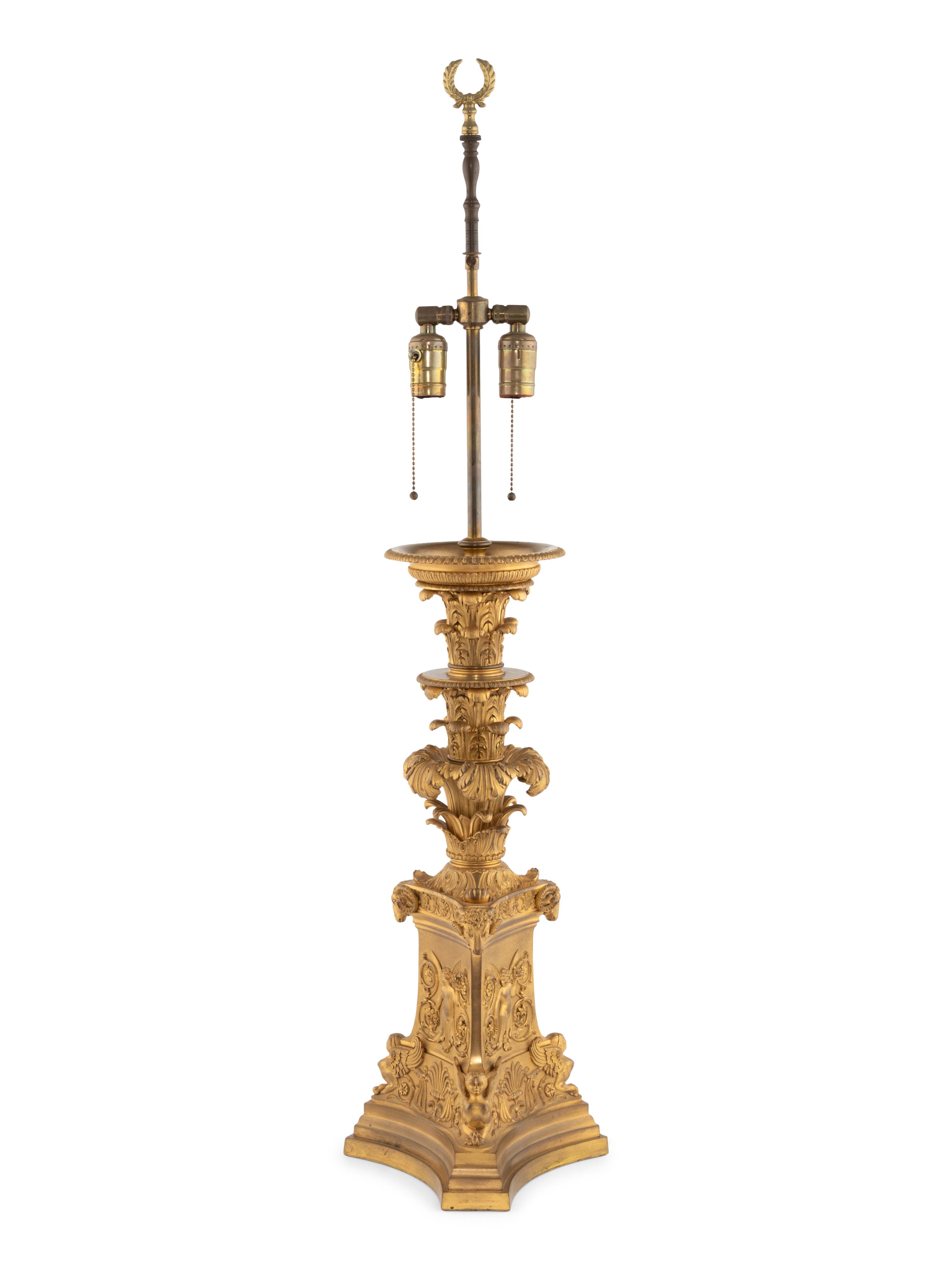 A Neoclassical Style Gilt Bronze Table Lamp