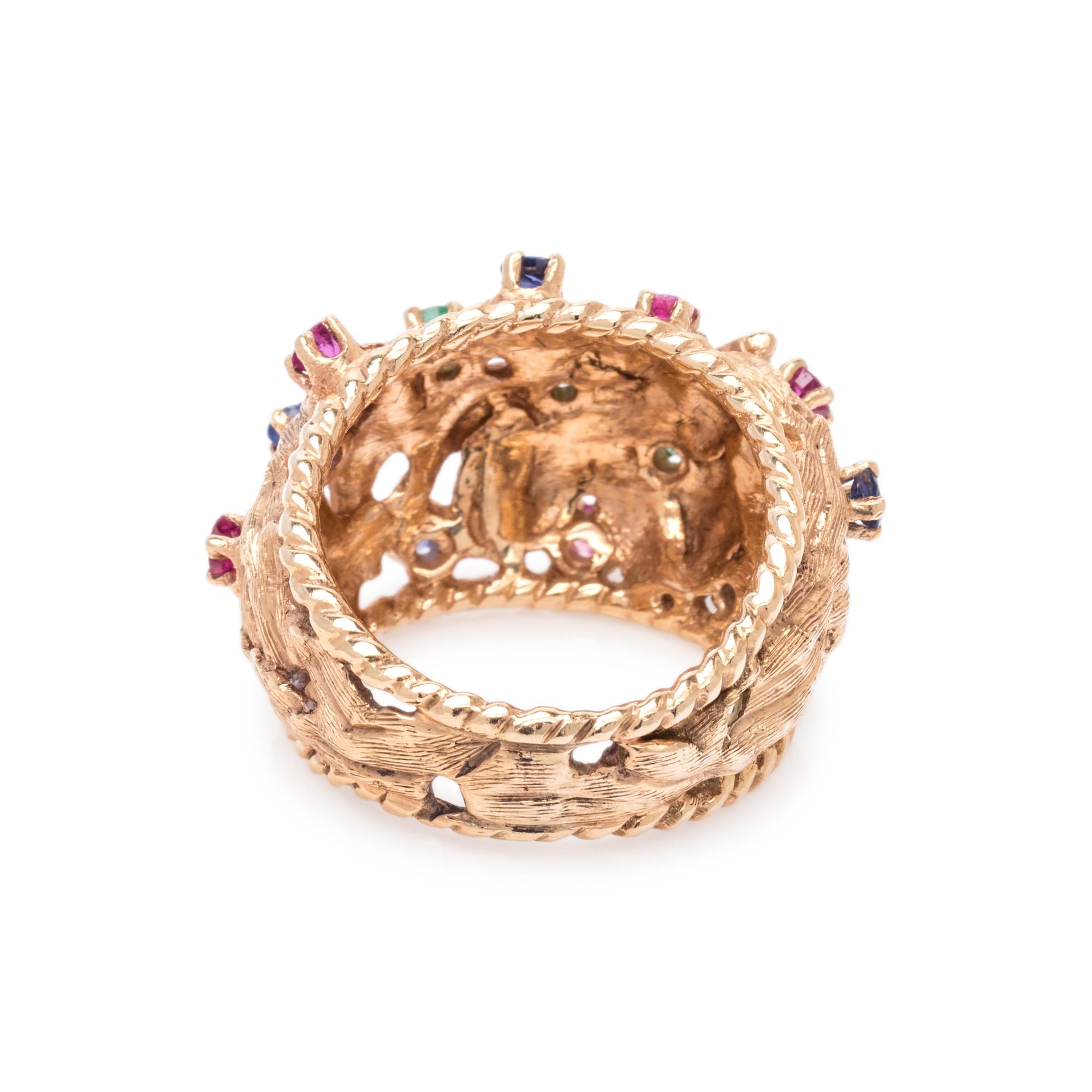 YELLOW GOLD AND MULTIGEM RING