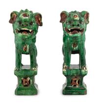A Pair of Chinese Sancai Glazed Lions